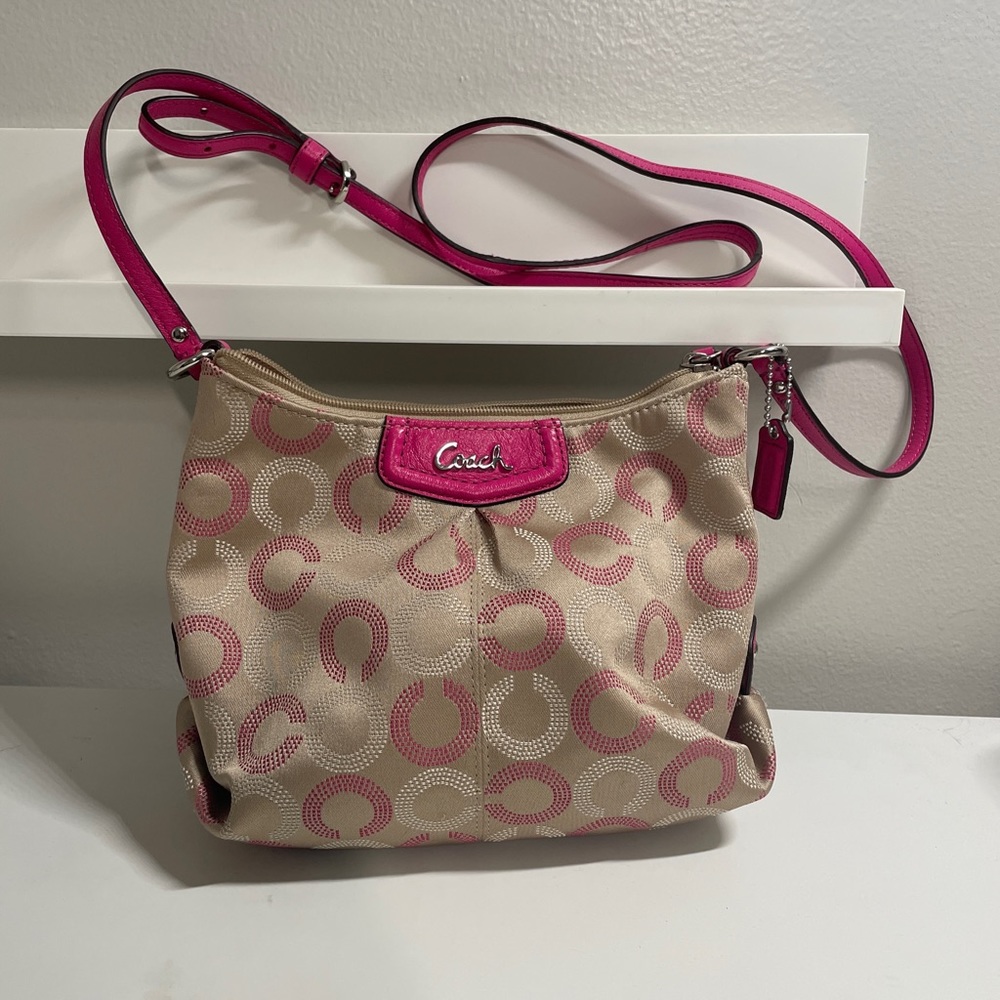 COACH pink and tan purse